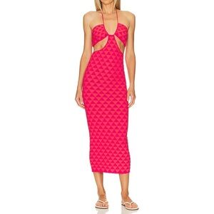 SOLID & STRIPED Hot Pink Cutout Midi Dress